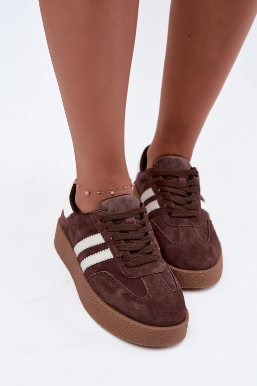 Bellmont chocolate and white faux suede sneakers