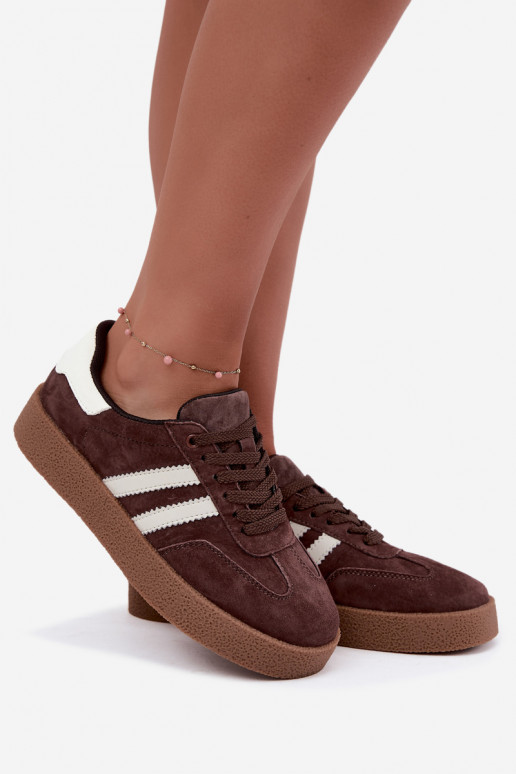 Bellmont chocolate and white faux suede sneakers