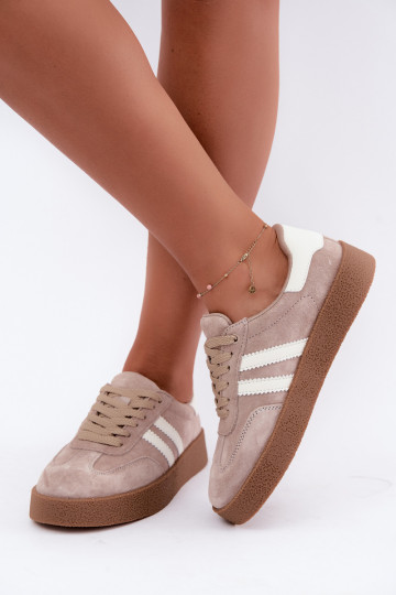 Women's Beige Natural Suede Sneakers Bellmont 2