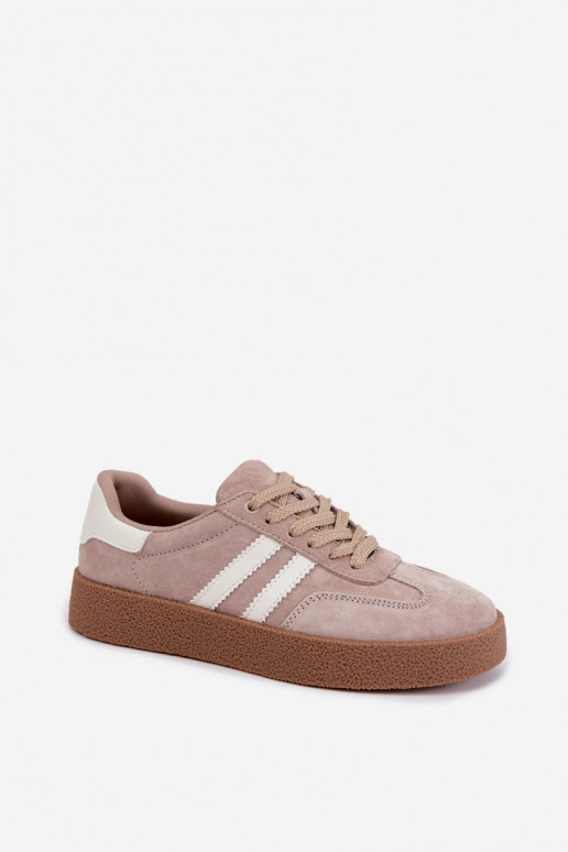 Women's Beige Natural Suede Sneakers Bellmont