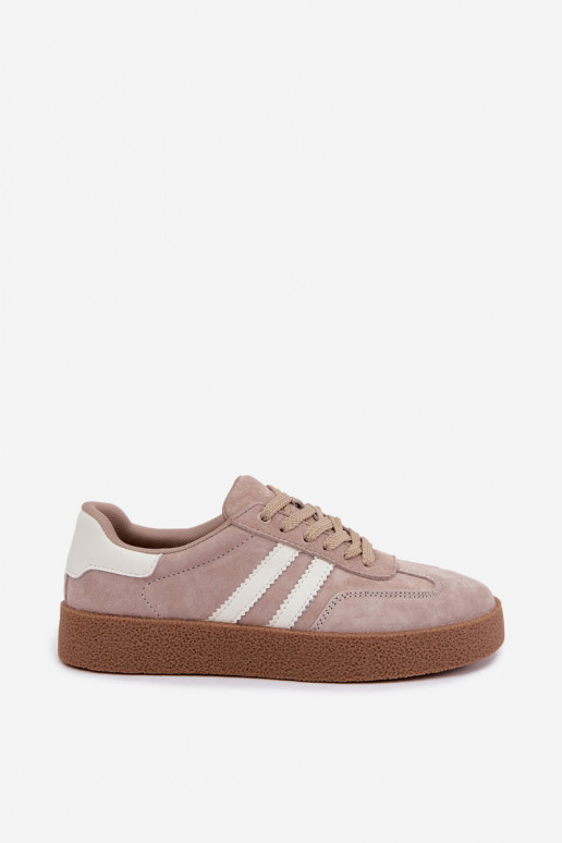 Women's Beige Natural Suede Sneakers Bellmont