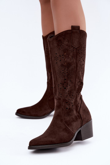 Cut-out cowboy-style ankle boots with heels CzekoladoĮe Garena 2