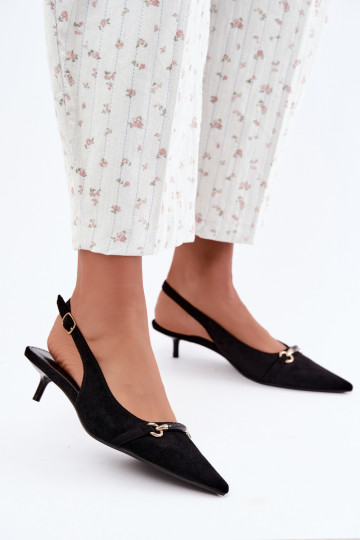 Buty na obcasie z niskim obcasem w kolorze czarnym Caylo