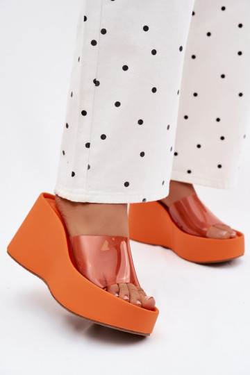 Orange women's slippers with transparent straps Zolretia 2