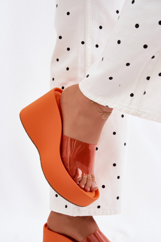 Orange women's slippers with transparent straps Zolretia