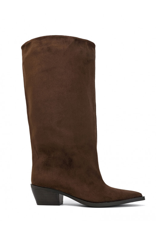 Ankle boots with heels in brown faux suede Casella