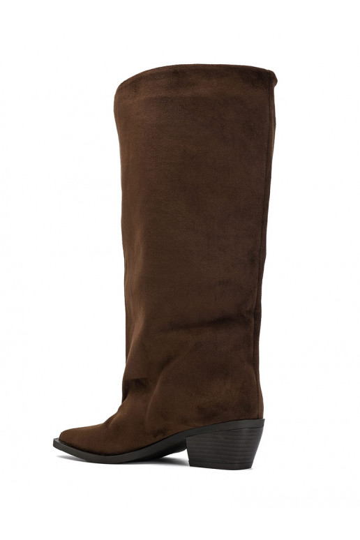 Ankle boots with heels in brown faux suede Casella