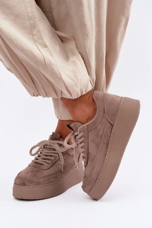 Suede sneakers with platform in clay Teysa