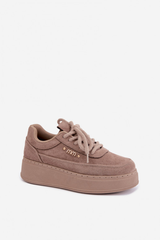 Suede sneakers with platform in clay Teysa
