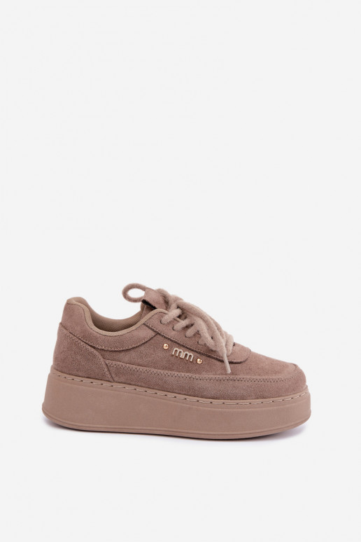Suede sneakers with platform in clay Teysa