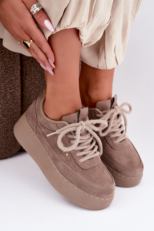 Suede sneakers with platform in clay Teysa