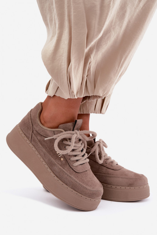 Suede sneakers with platform in clay Teysa