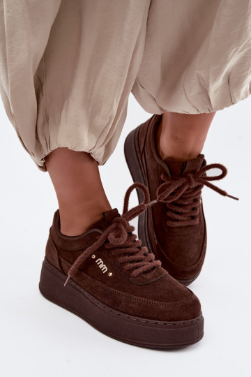 Suede sneakers with platform in chocolate Teysa 2