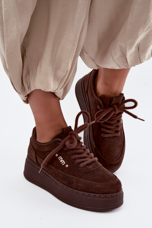 Suede sneakers with platform in chocolate Teysa
