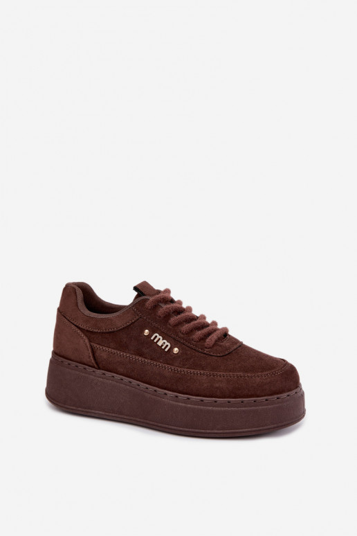 Suede sneakers with platform in chocolate Teysa