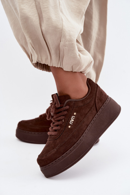 Suede sneakers with platform in chocolate Teysa
