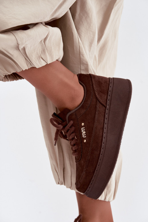 Suede sneakers with platform in chocolate Teysa