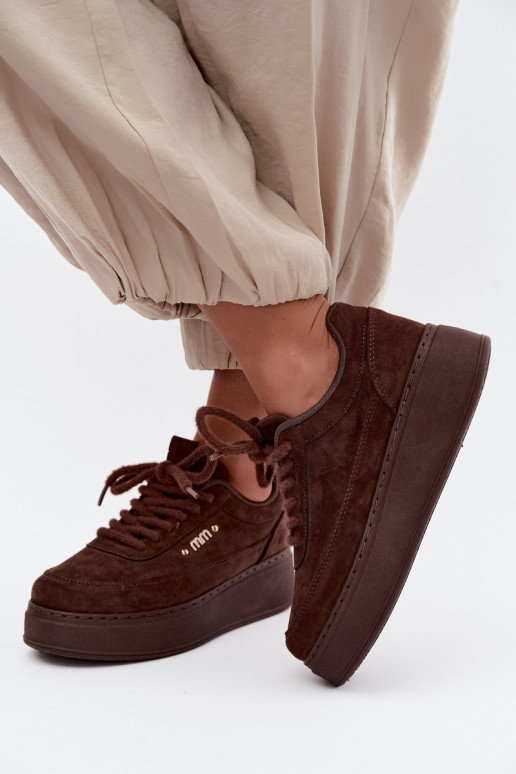Suede sneakers with platform in chocolate Teysa