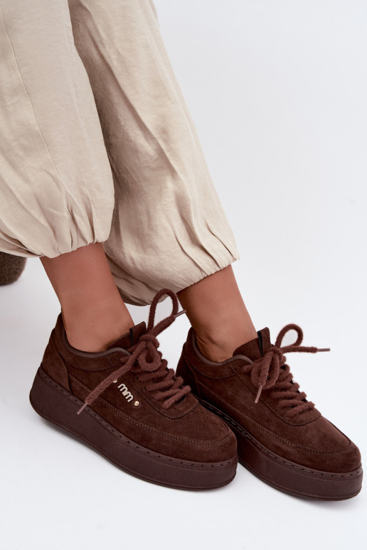 Suede sneakers with platform in chocolate Teysa