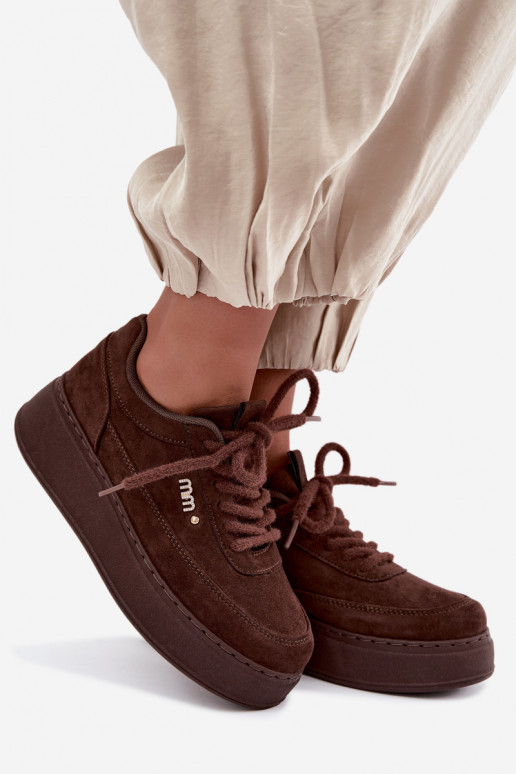 Suede sneakers with platform in chocolate Teysa