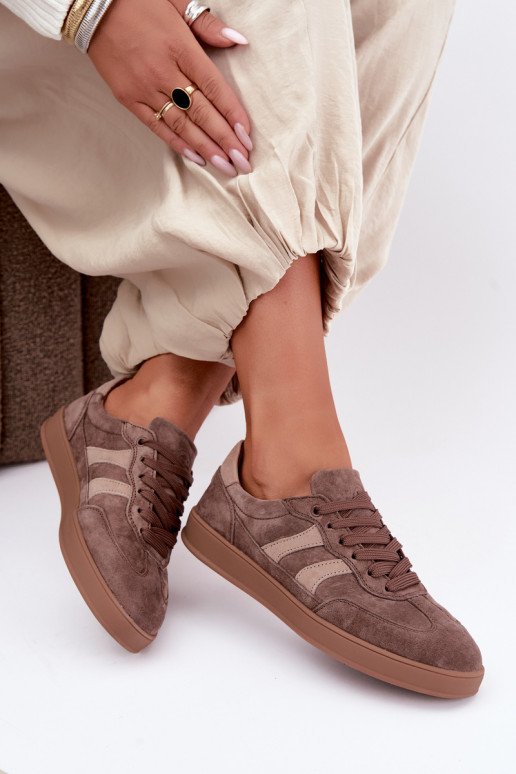 Women's sneakers in brown suede Vinceza 95438