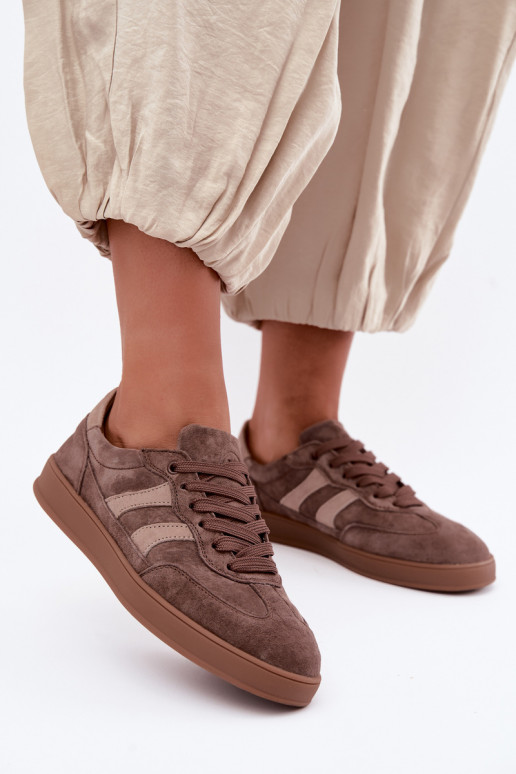 Women's sneakers in brown suede Vinceza 95438