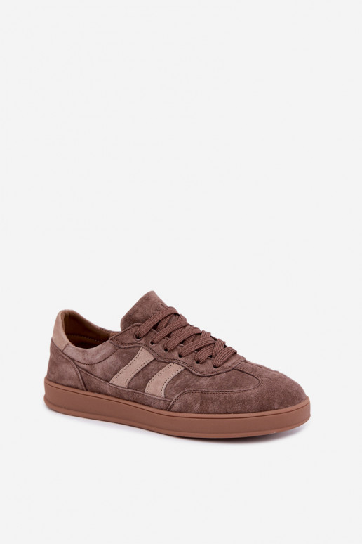Women's sneakers in brown suede Vinceza 95438