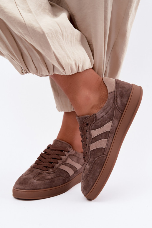 Women's sneakers in brown suede Vinceza 95438