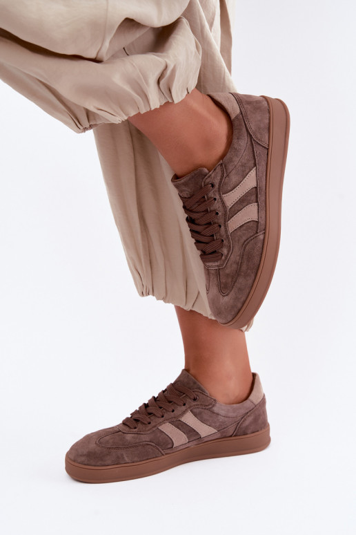 Women's sneakers in brown suede Vinceza 95438