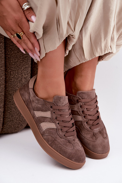 Women's sneakers in brown suede Vinceza 95438