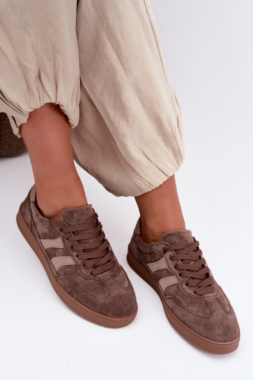 Women's sneakers in brown suede Vinceza 95438