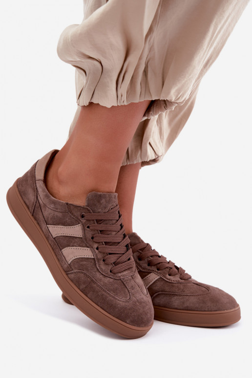 Women's sneakers in brown suede Vinceza 95438