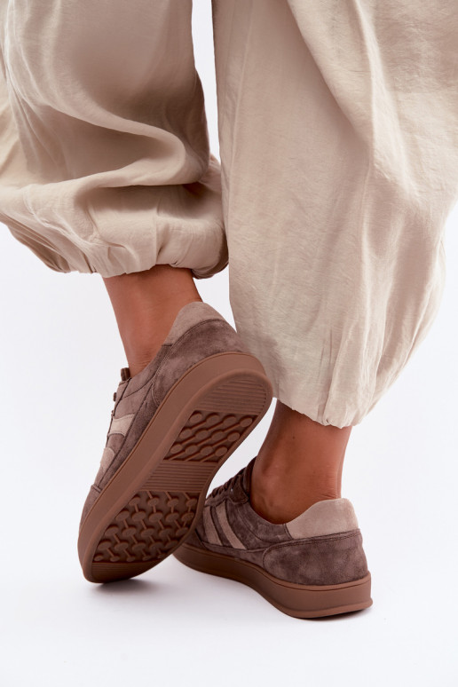 Women's sneakers in brown suede Vinceza 95438