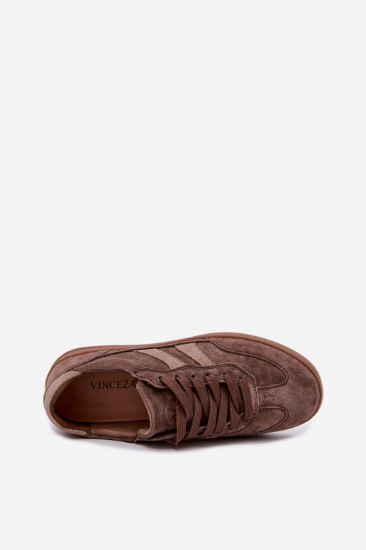 Women's sneakers in brown suede Vinceza 95438