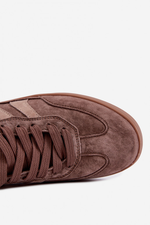 Damskie sneakersy z brązowego zamszu Vinceza 95438