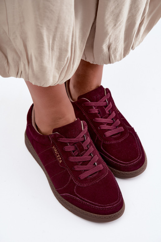 Women's sneakers in burgundy suede Vinceza 79635