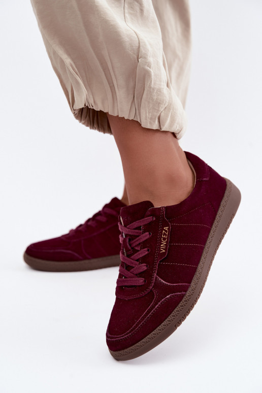 Women's sneakers in burgundy suede Vinceza 79635