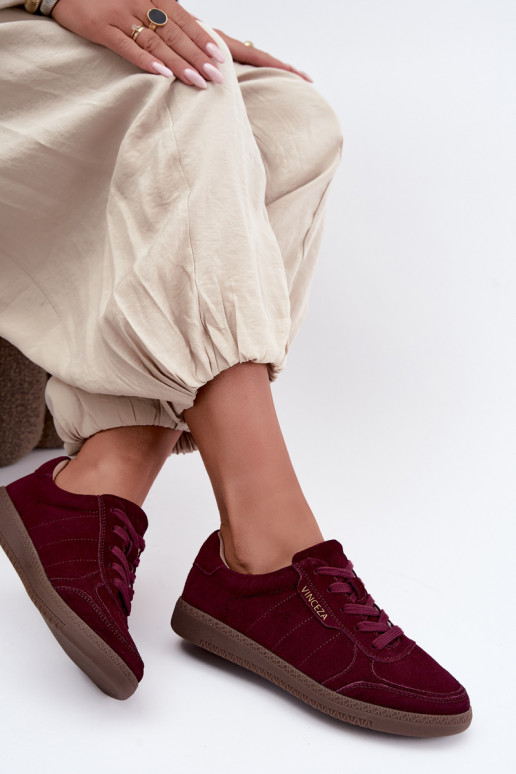 Women's sneakers in burgundy suede Vinceza 79635