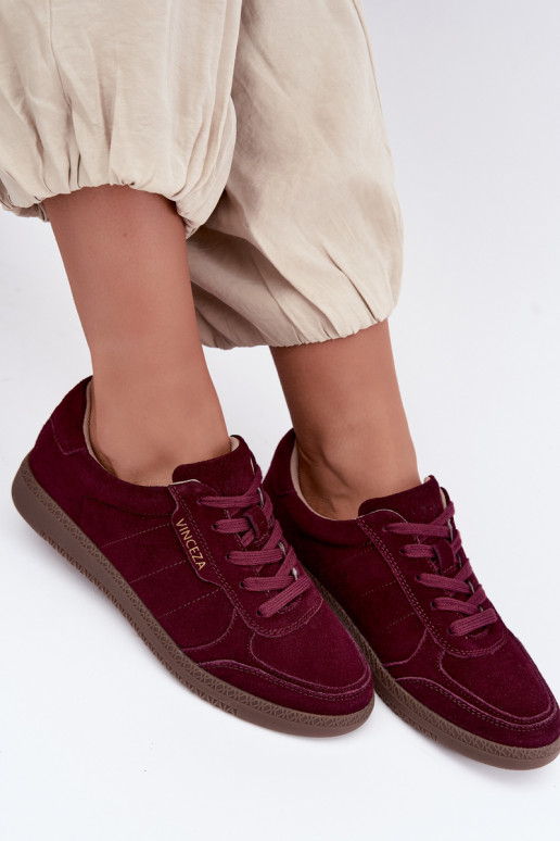 Damskie sneakersy z bordowego zamszu Vinceza 79635