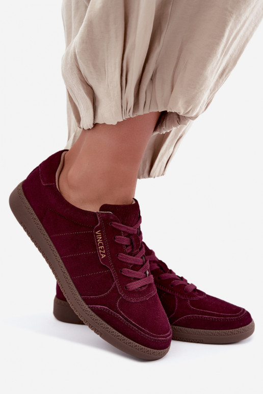 Women's sneakers in burgundy suede Vinceza 79635