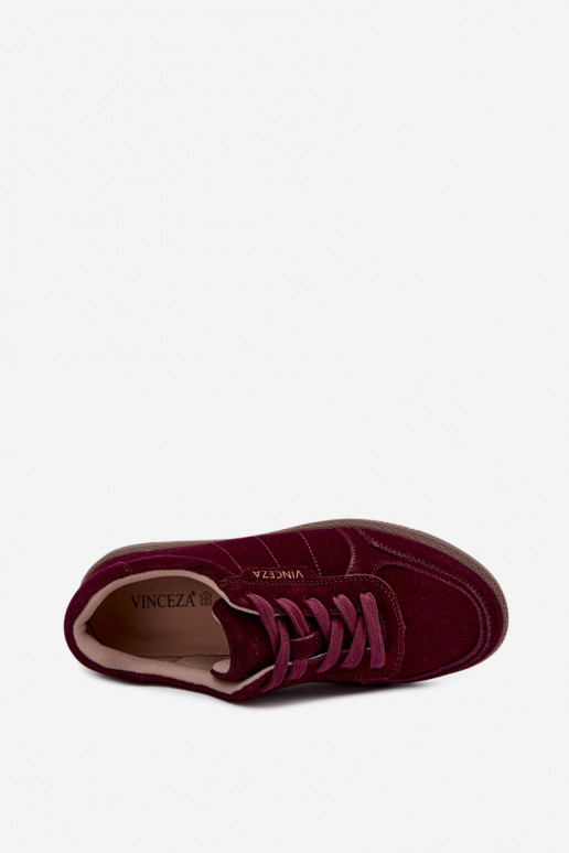 Damskie sneakersy z bordowego zamszu Vinceza 79635