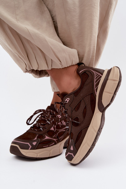 Buty sportowe z platformą czekoladowe INanda