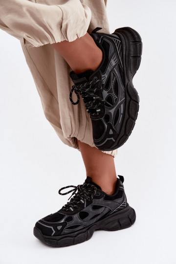 Men's Black Platform Sports Sneakers Wanda