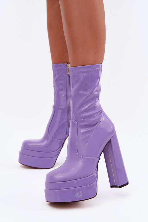 Patent ankle boots with platform in violet Lotisha