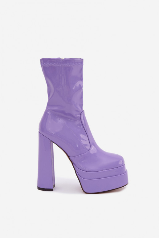 Patent ankle boots with platform in violet Lotisha