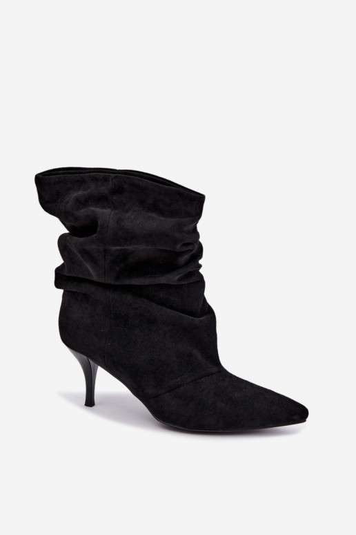 Women's slouchy ankle boots with thin heels in black Harissa