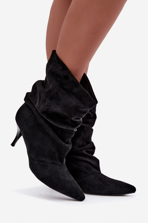Women's slouchy ankle boots with thin heels in black Harissa
