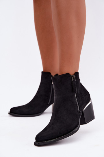 Cowboy-style ankle boots with decorative zipper, black Jarelia 2