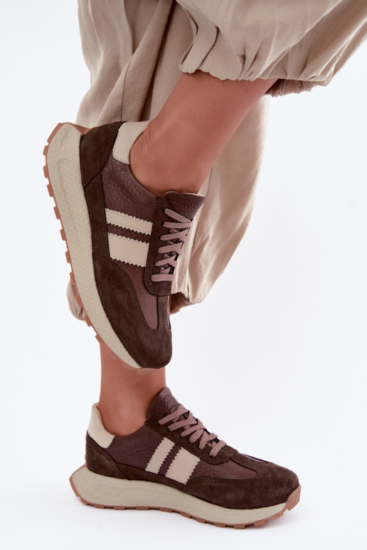 Mākslīgās zamšas sporta apavi ar platformu Zazoo N1291, šokolādes