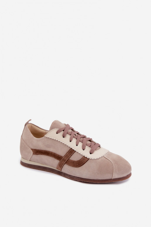 Sneakers z sztucznej zamszowej Zazoo N1402S2, piaskowe